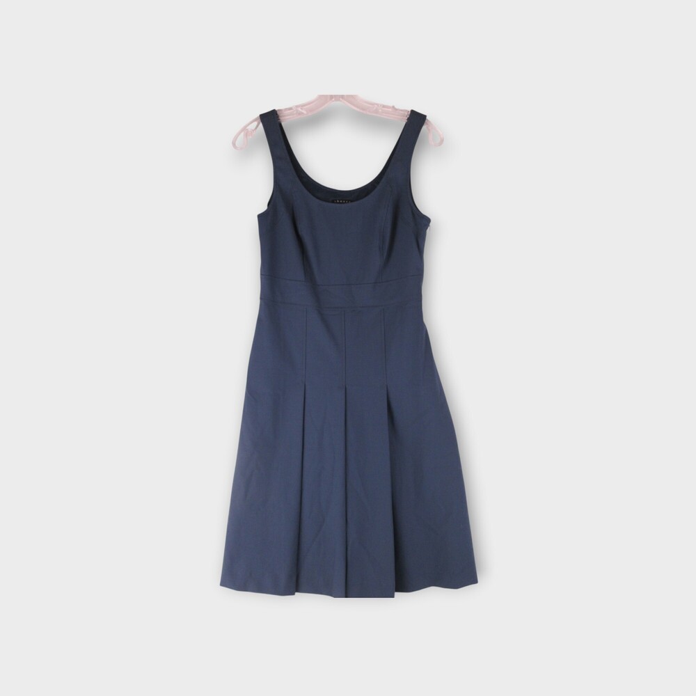 Theory Wool Sleeveless Pleated Dress Size 4 scoop neck